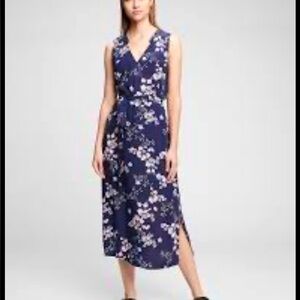 Gap dress - navy floral sleeveless midi length lightweight summer/spring